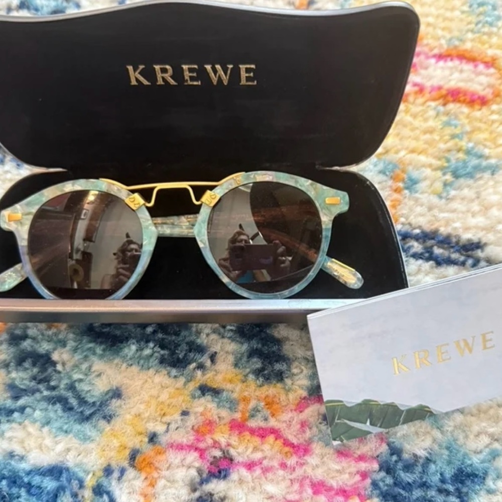 KREWE Sunglasses with Blue and Gold Details